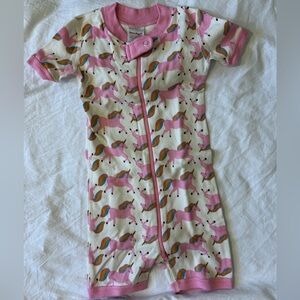 Hanna Andersson Pink Unicorn Baby Short Sleeve Shortie Zip 18-24 months